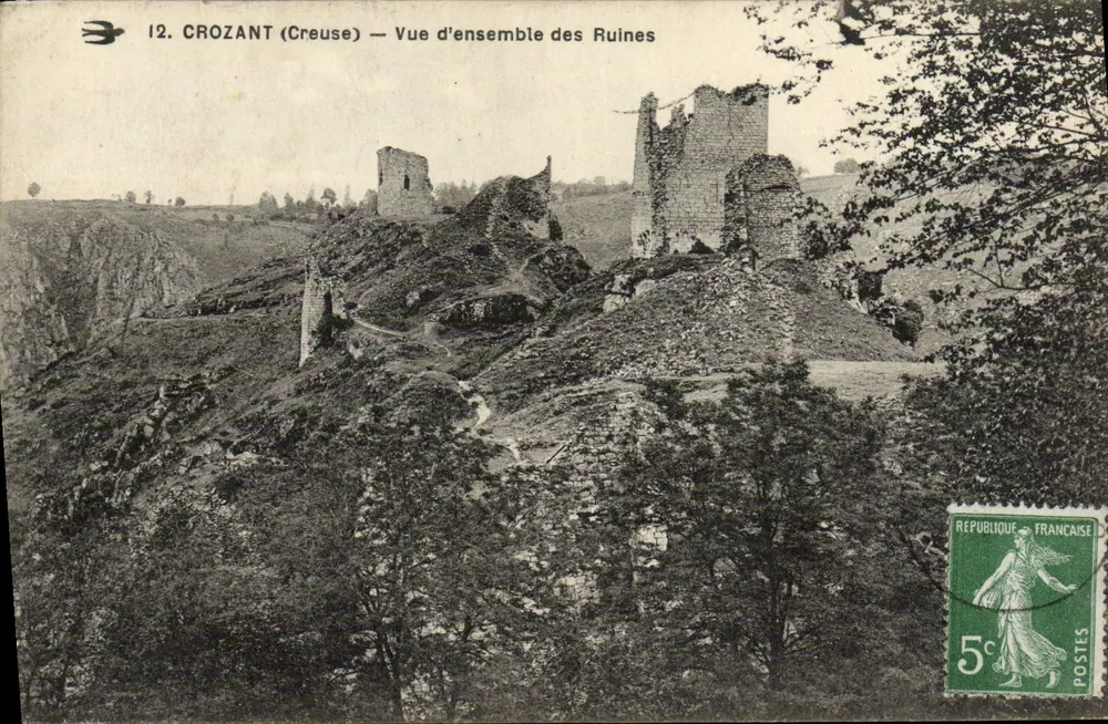 Crozant (Creuse) — Vista geral das Ruínas — Editor desconhecido, n°12 - Frente