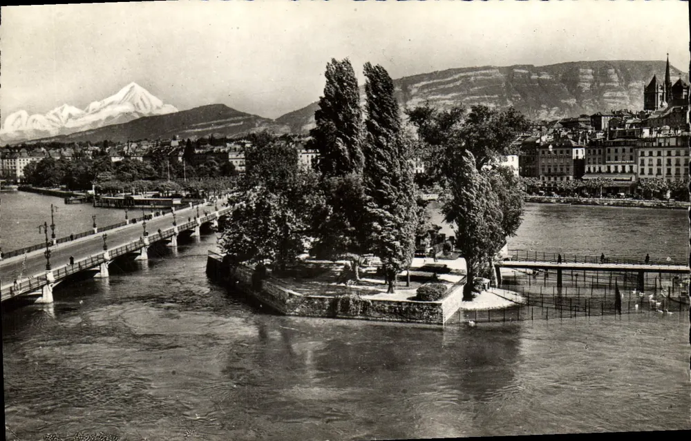 Geneva - Ilha J.J. Rousseau e Mont Blanc — C. SARTORI Fils, Genebra - Frente