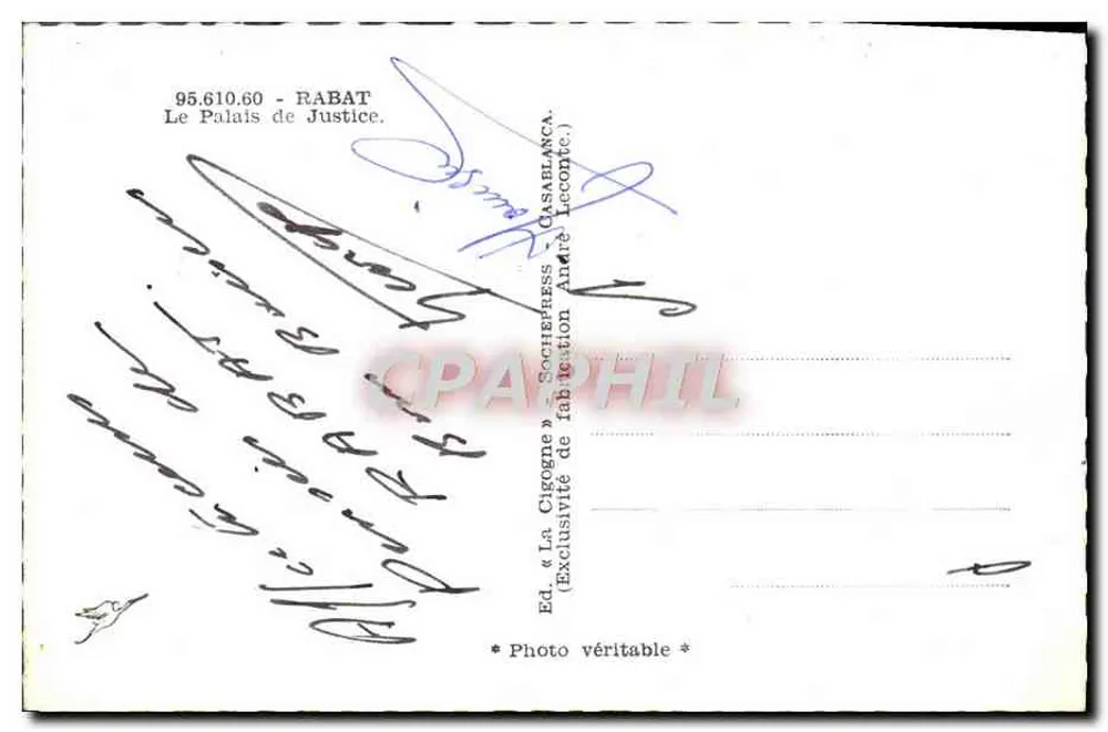 Le Palais de Justice — Rabat — Éditeur La Cigogne - Rückseite
