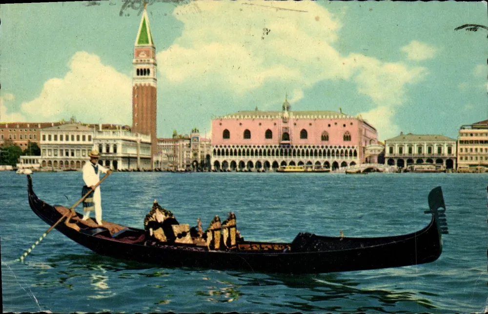 Veneza — Panorama e gôndola — editor desconhecido, número de série não visível - Frente