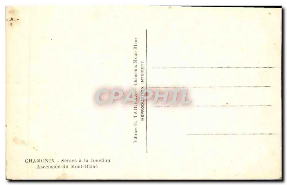 Chamonix - Serake im Zusammenhang - Besteigung des Mont-Blanc — Edition G. Tairb Blanc - Rückseite