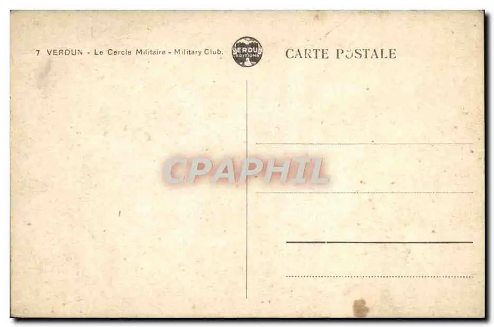 Verdun - O Clube Militar — Éditions Verdun - Verso