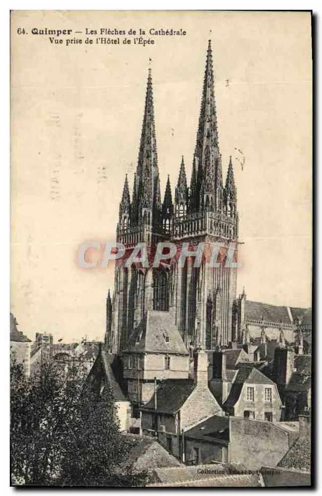 Quimper — Die Pfeile der Kathedrale — Ansicht vom Hotel de l'Épée - Vorderseite