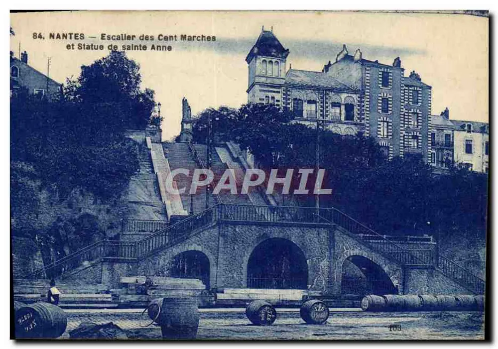 NANTES — Escalier des Cant Marches und Statue der heiligen Anne — F. Chapeaou, Imp. Editeurs, Nantes - Vorderseite