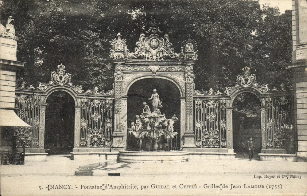 Nancy - Fontaine d'Amphitrite, von Guibal et Cyfflé - Eisenwaren von Jean Lamour (1755) - Imp. Royer et Cie, Nancy - Vorderseite