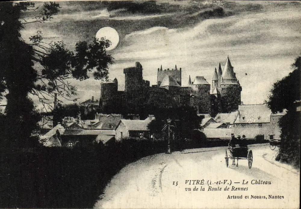 Vitré (Ille-et-Vilaine) — Ansicht des Schlosses von der Rennesstraße — Artaud et Nozaïs, Nantes - Vorderseite
