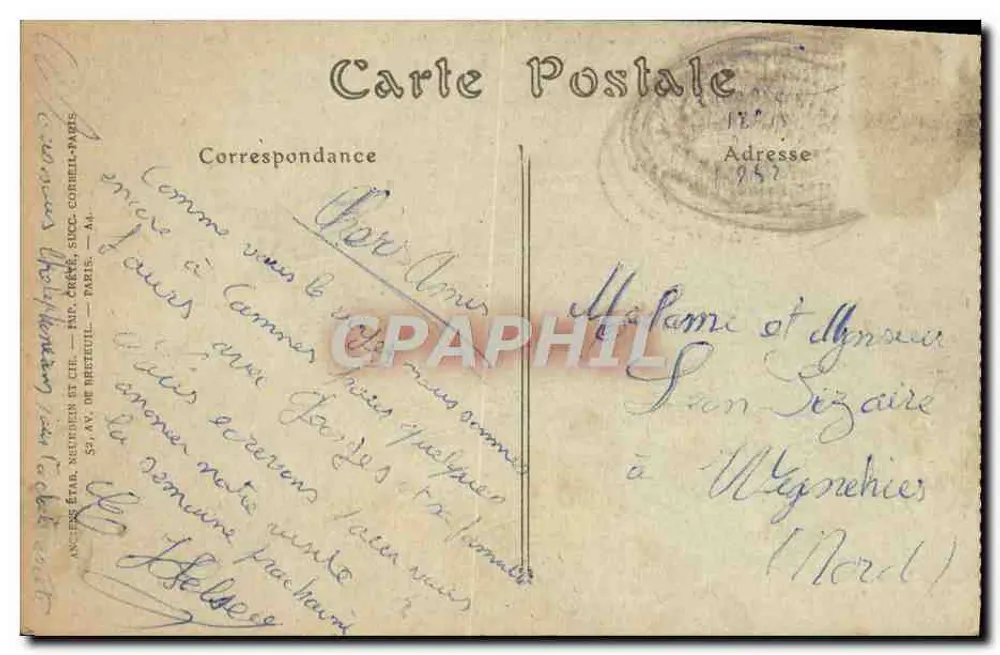 CANNES — Die Promenade de la Croisette und der Mont Chevalier — Verlag: Ancien Étab. Neufgen et Cie, Paris, Nr. 529 - Rückseite