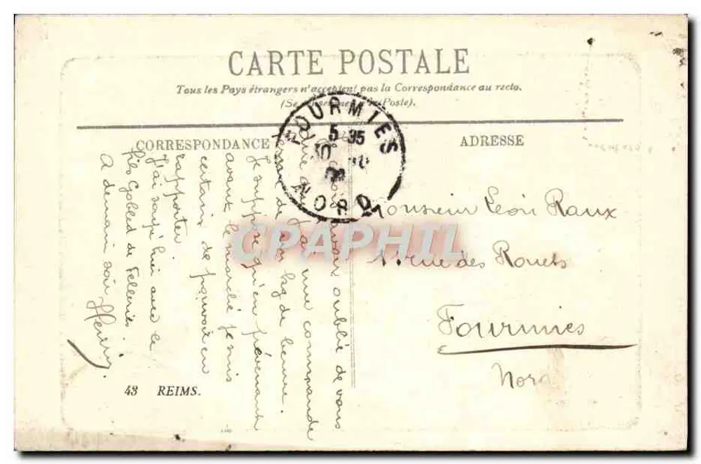 Reims — O Teatro — Editor Henry, n° de série não visível - Verso