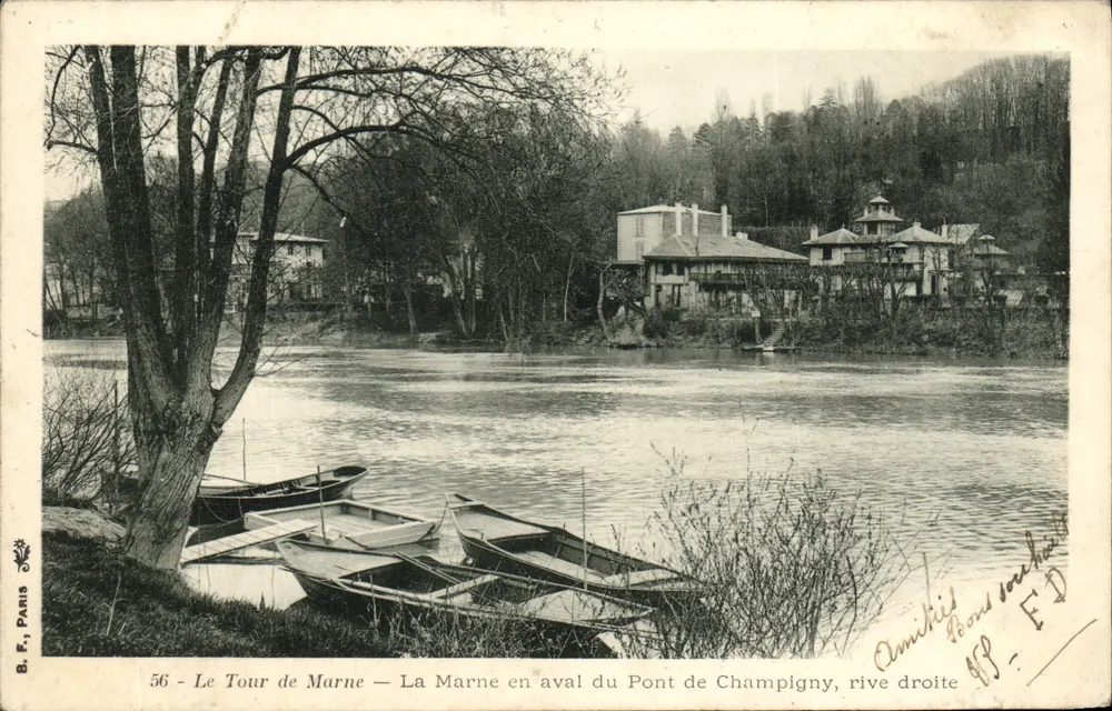 Der Marne — Der Marne unterhalb der Champigny-Brücke, rechte Seite — B.F., Paris, Nr. 56 - Vorderseite
