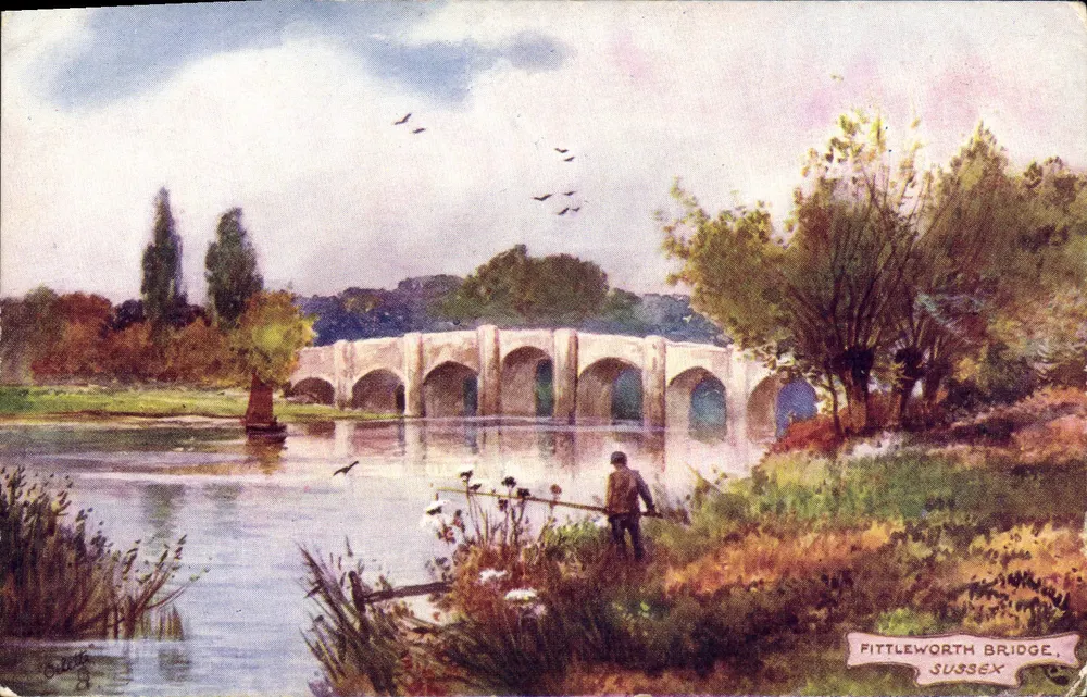 Fittleworth Bridge, Sussex — Ansicht eines Steinbrückens über einen Fluss — Tuck's Post Card n°7283 - Vorderseite