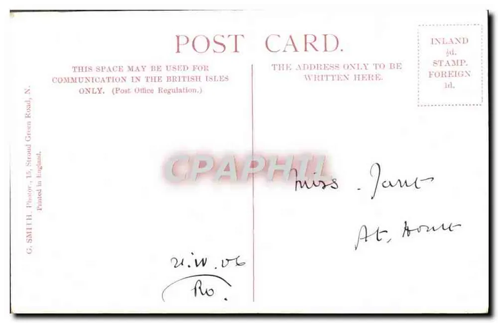 Igreja do Templo — Interior — G. Smith, 15, Strand Green Road, Londres - Verso