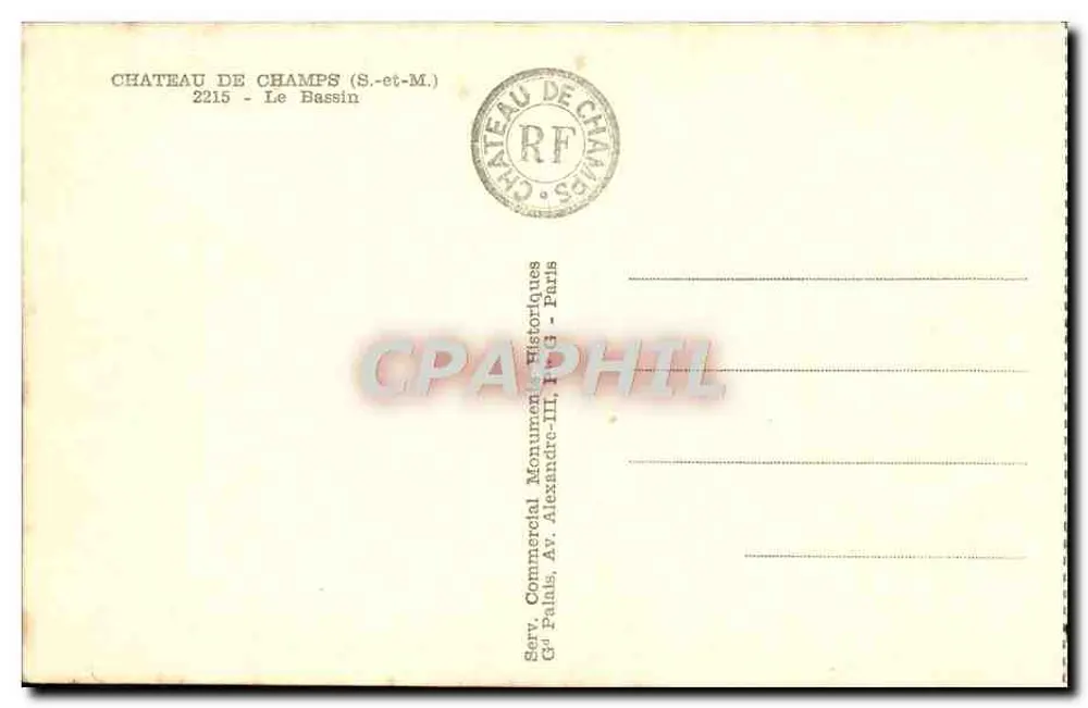 Castello di Champs — Il Bassin — Serv. Commerciale Monumenti Storici, Parigi - Verso
