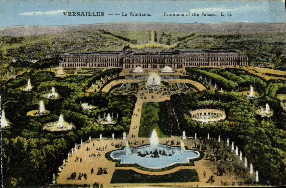 Versalhes — O Panorama. Panorama do Palácio. E.G. - Frente
