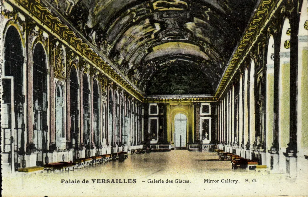 Palácio de VERSAILLES — Galeria dos Espelhos — Mirror Gallery. E. G. - Frente