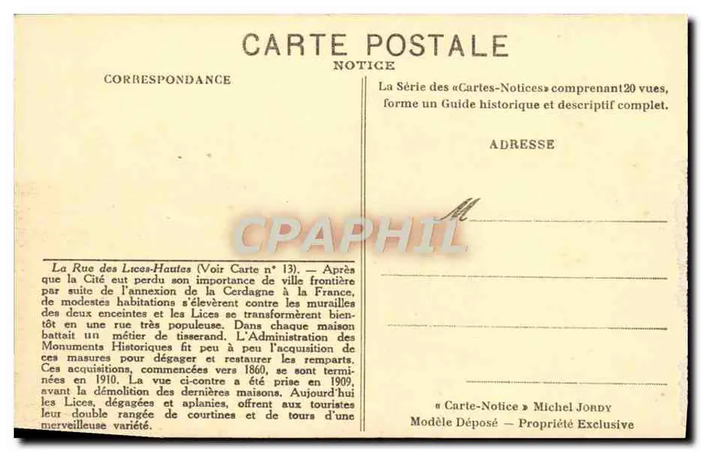 Carcassonne — Ansicht der Rue des Lices-Hautes — Foto Michel Jordy - Rückseite