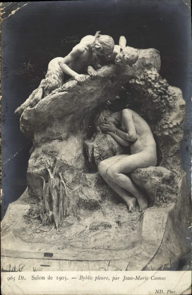 Byblis weint — Skulptur vom Salon de 1905 — von Jean-Marie Camus, veröffentlicht ND. Phot. - Vorderseite