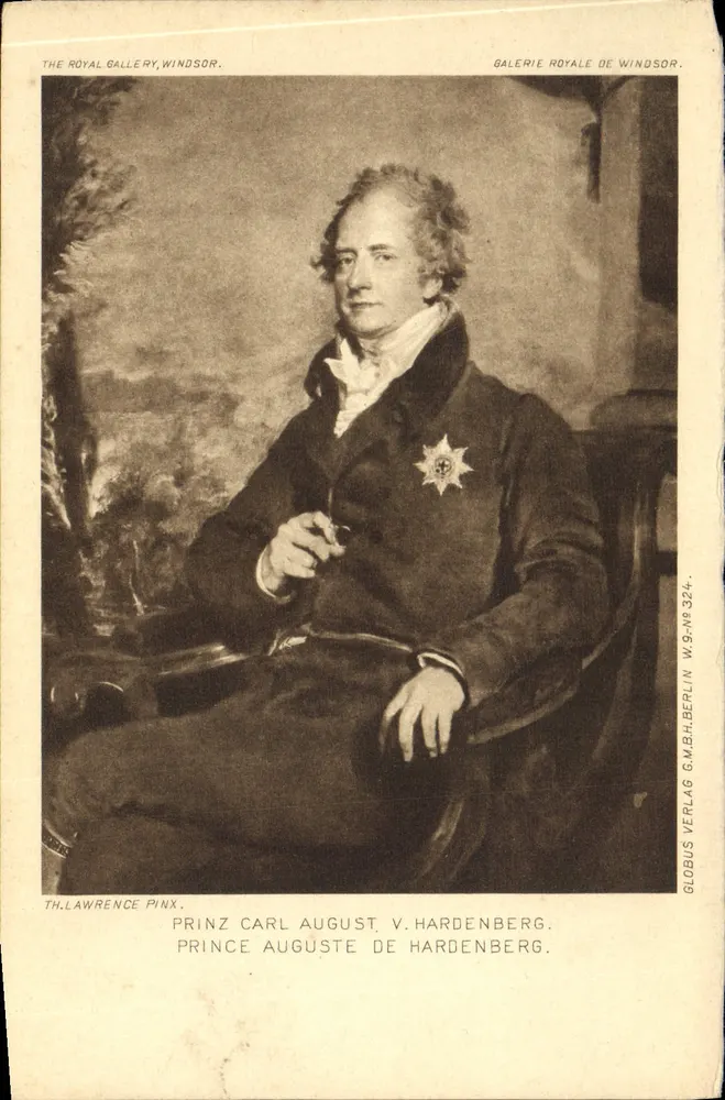 Prinz Carl August von Hardenberg — Portrait — Globus Verlag G.M.B.H. Berlin W.9-Nr.324 - Vorderseite