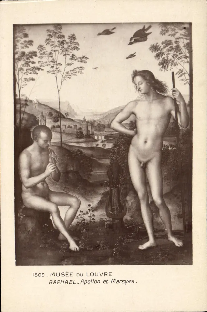 Apolônio e Marsias — pintura de Raffaello — Museu do Louvre, n°1509 - Frente