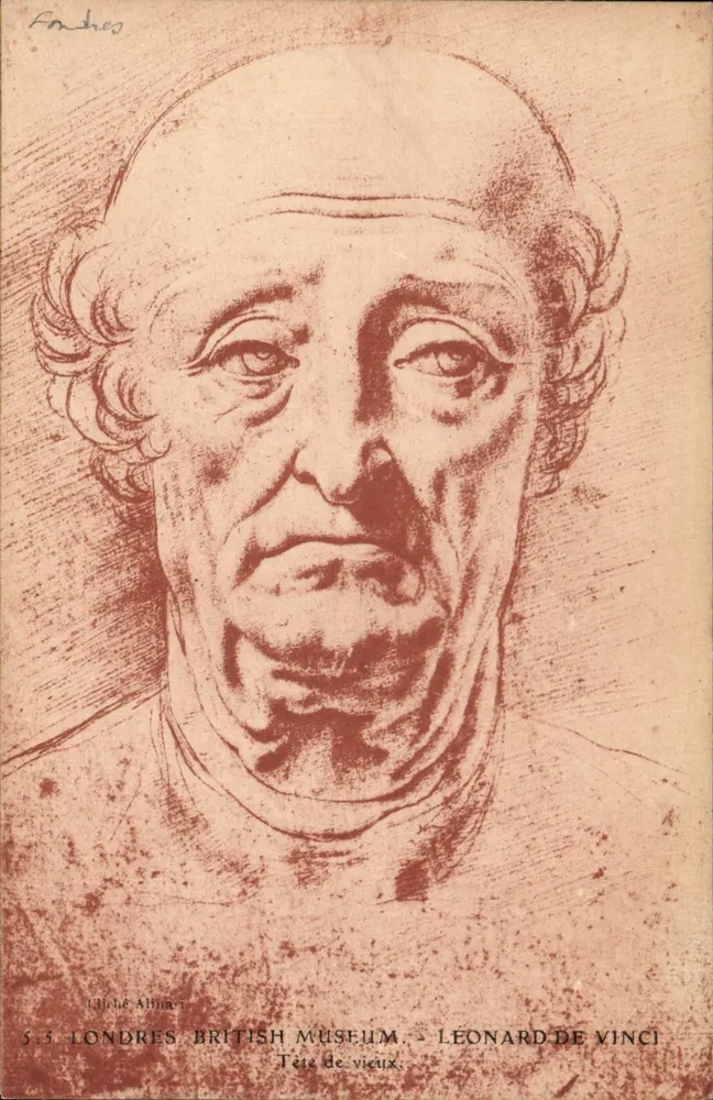 Kopf des alten Leonardo da Vinci — British Museum, London — Verlag A. Moulet, Paris - Vorderseite