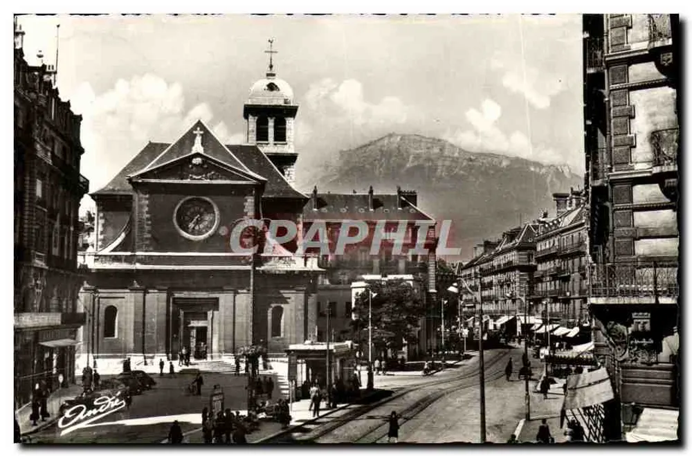 Grenoble — La rue Félix Poulat und die Kirche Saint-Louis — Édition d'Art André - Vorderseite