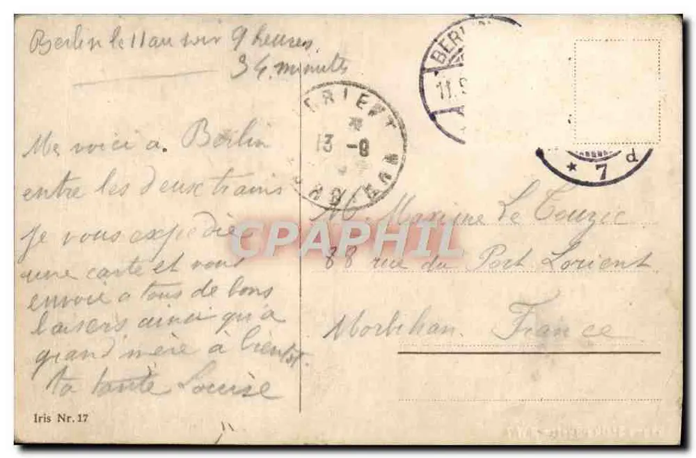 Berlin. Panorama. — Vue aérienne de la ville avec la cathédrale de Berlin — éditeur Iris Nr.17 - Verso