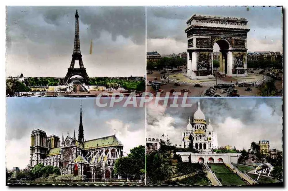 Paris und seine Wunder — 4 ikonische Stätten — Verlag Guy, Nr. 4074 - Vorderseite