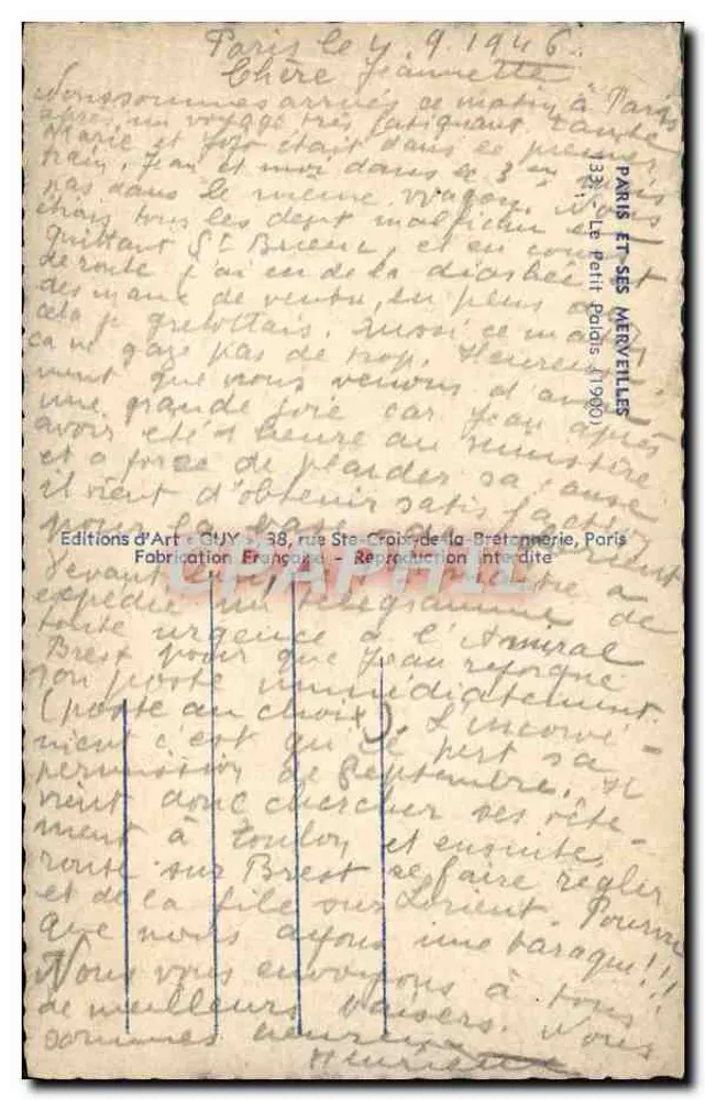 Palácio de Chaillot — Paris — Edições Art Guy - Verso