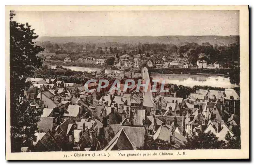 Chinon (Loire) — Allgemeiner Blick vom Schloss aus — Phototypie A. Bruter Angers, Nr. 33 - Vorderseite