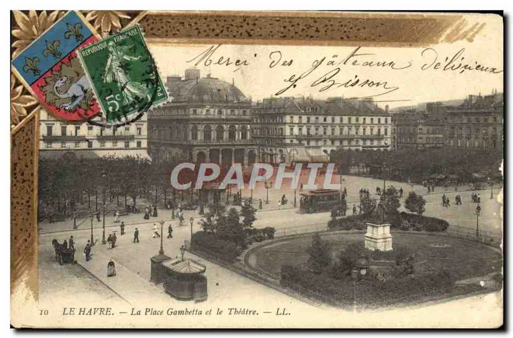Le Havre — La Place Gambetta und das Theater — LL. n°10 - Vorderseite