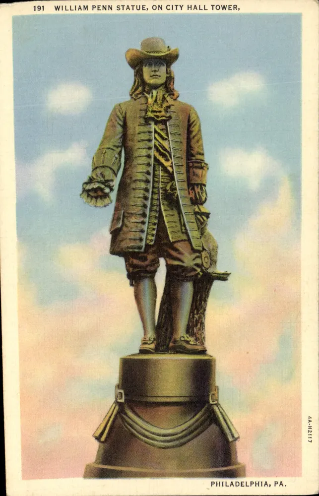 Statue von William Penn auf der City Hall-Turm — Philadelphia, PA — Verlag H. Boxer & Co. Inc. n° 4A-H2117 - Vorderseite