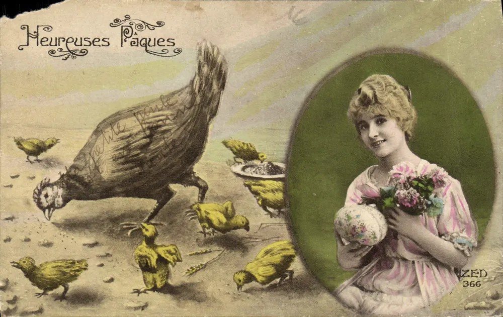 Huhn und Küken — Frohe Ostern — ZED 366 - Vorderseite