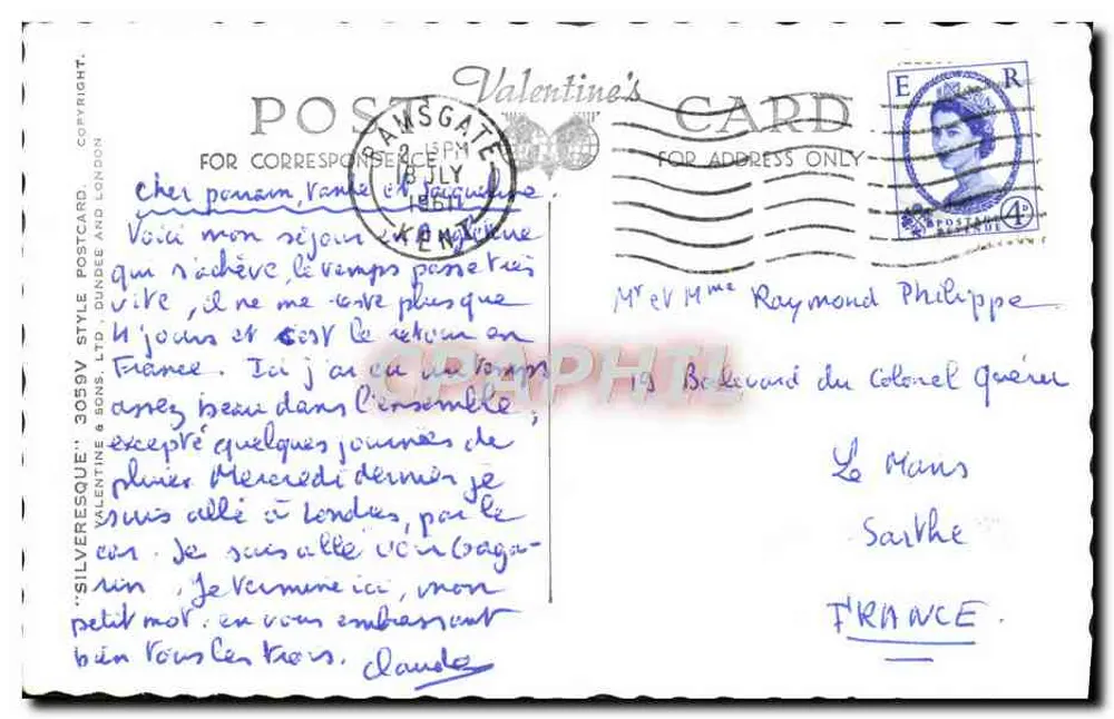 Navio Viking — Réplica — Cartão de Valentim, Londres - Verso