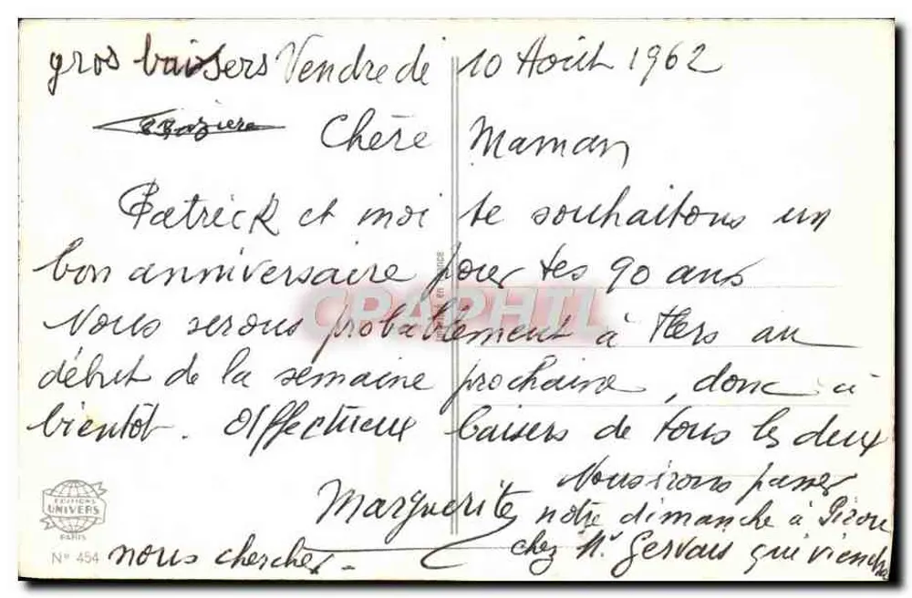Boa Festa — pássaros e rosas em um coração — editor Univers, N° 454 - Verso