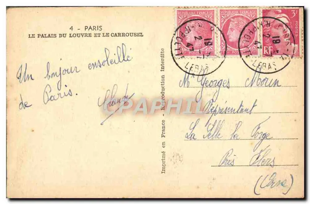 Das Louvre-Palast und der Carrousel — Verlag E. Doug - Rückseite