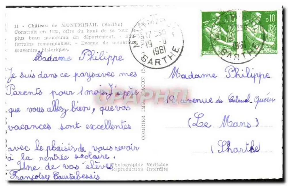 Castelo de Montmirail — Sarthe — Fotografia Verdadeira - Verso