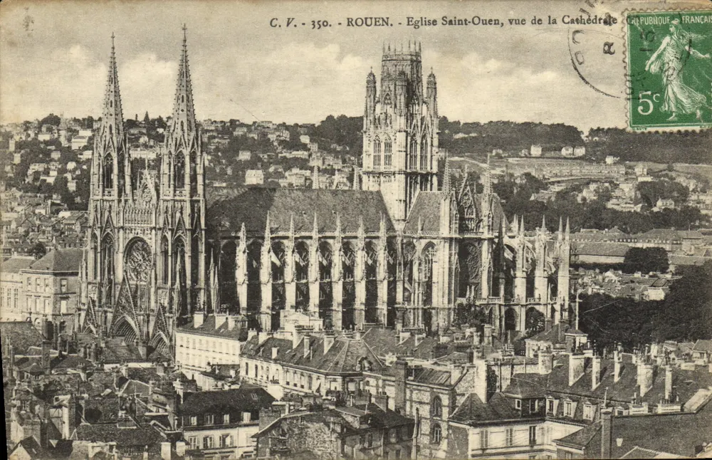 Rouen — Église Saint-Ouen, Blick auf die Kathedrale — C.V. 350 - Vorderseite