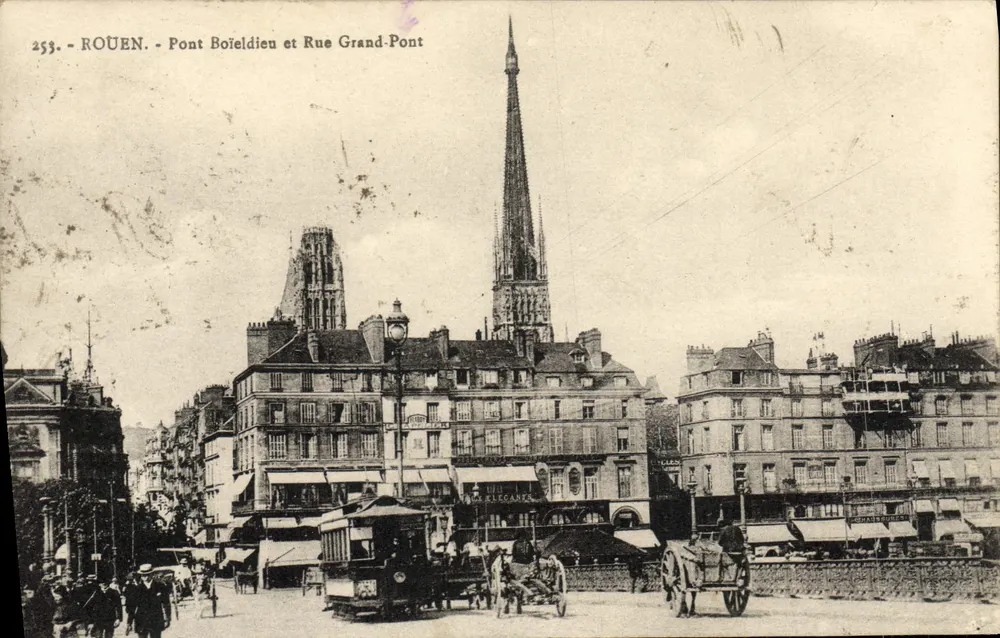 Rouen - Pont Boieldieu und Rue Grand-Pont — Karten « La Cigogne », Nr. 253 - Vorderseite