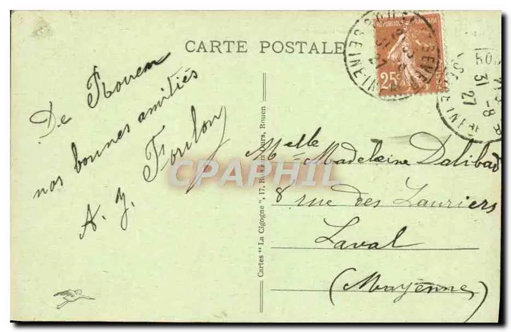 Rouen - Pont Boieldieu und Rue Grand-Pont — Karten « La Cigogne », Nr. 253 - Rückseite