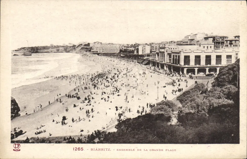 Biarritz - Vista geral da Grande Plage — Fototipia Labouche Frères, n° 1265 - Frente