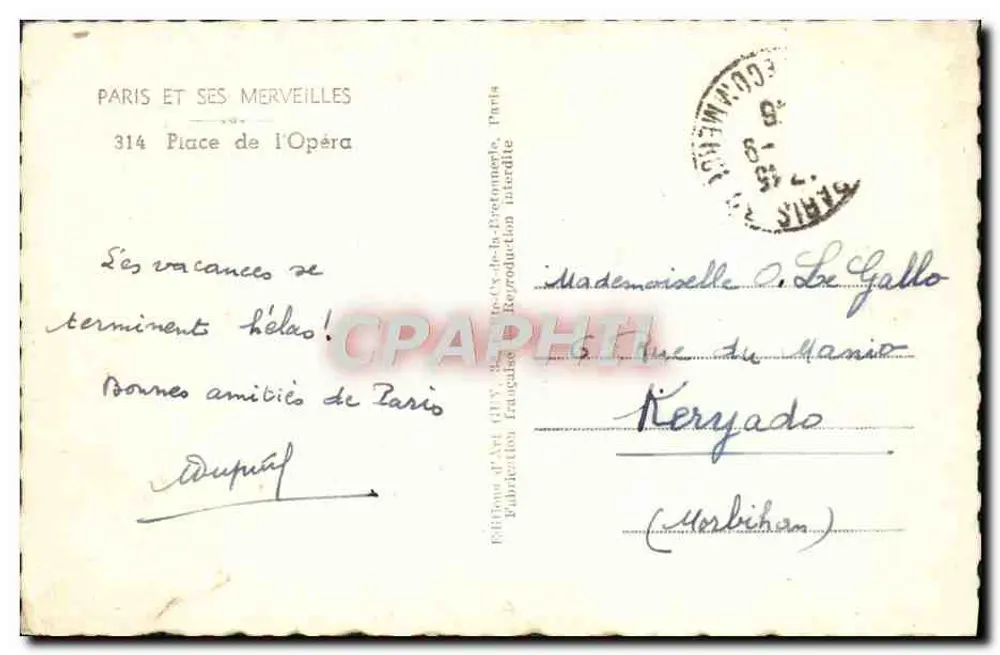 Place de l'Opéra — Paris — Éditions Guy - Verso