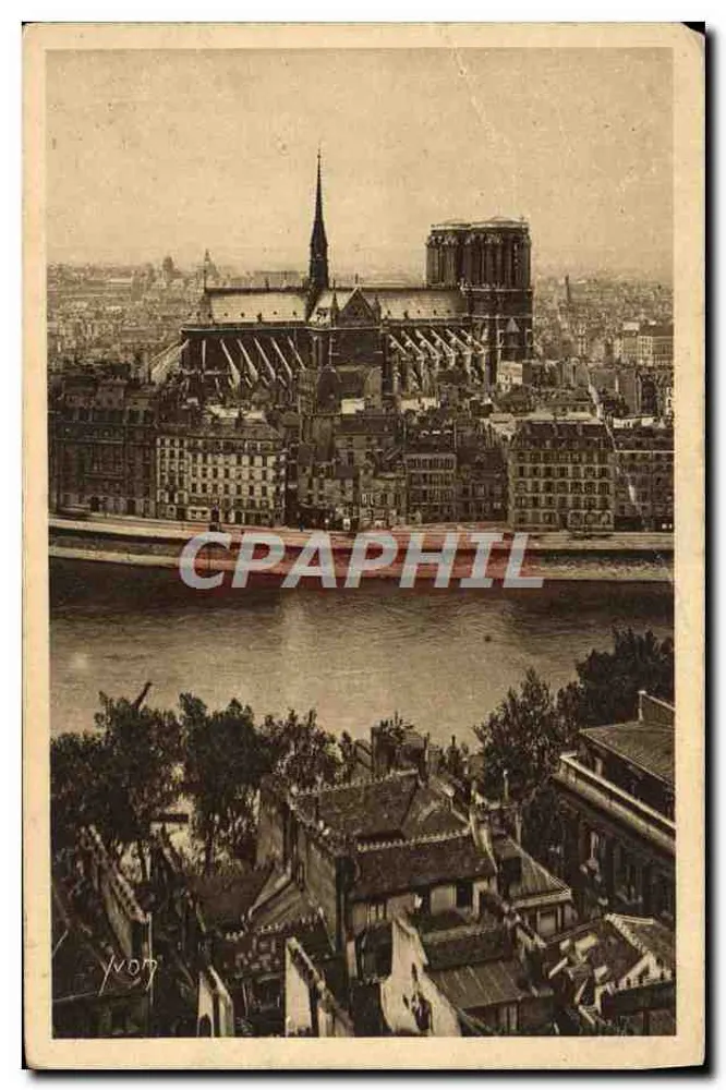 Notre-Dame de Paris — vue aérienne — Édition d'Art YVON, Neuilly-sur-Seine, Série 6 n°120 - Frente