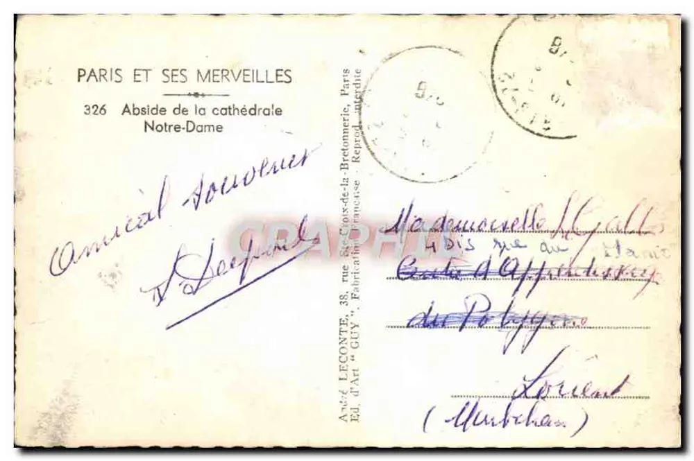 Notre-Dame de Paris — Vista da abside — Editor Guy, n°326 - Verso