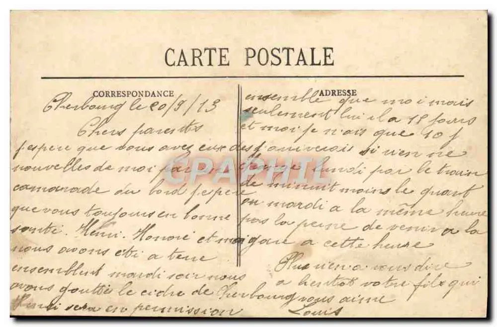 Cherbourg - Der Staukanal und der Mount Roule — Collecte P.B. Cherbourg - Rückseite