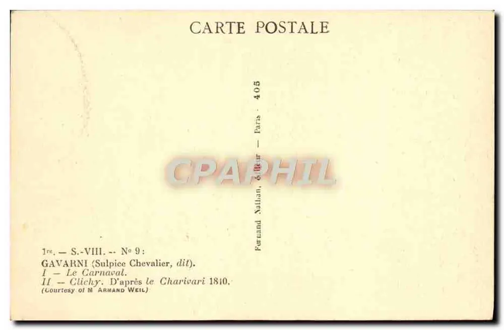 Gavarni (Sulpice Chevalier dit) — O Carnaval — editor Nathan, Paris, n° 4.05 - Verso