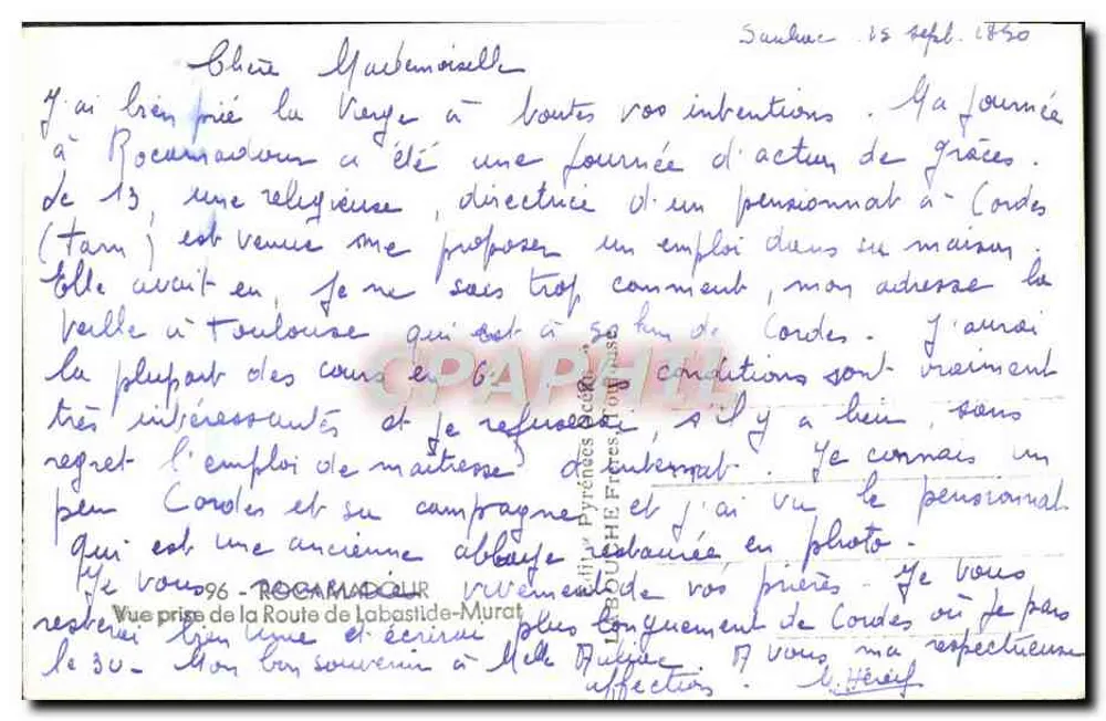 Vista tomada por la Carretera de Labastide-Murat — Rocamadour — Editor: Élfe - Reverso
