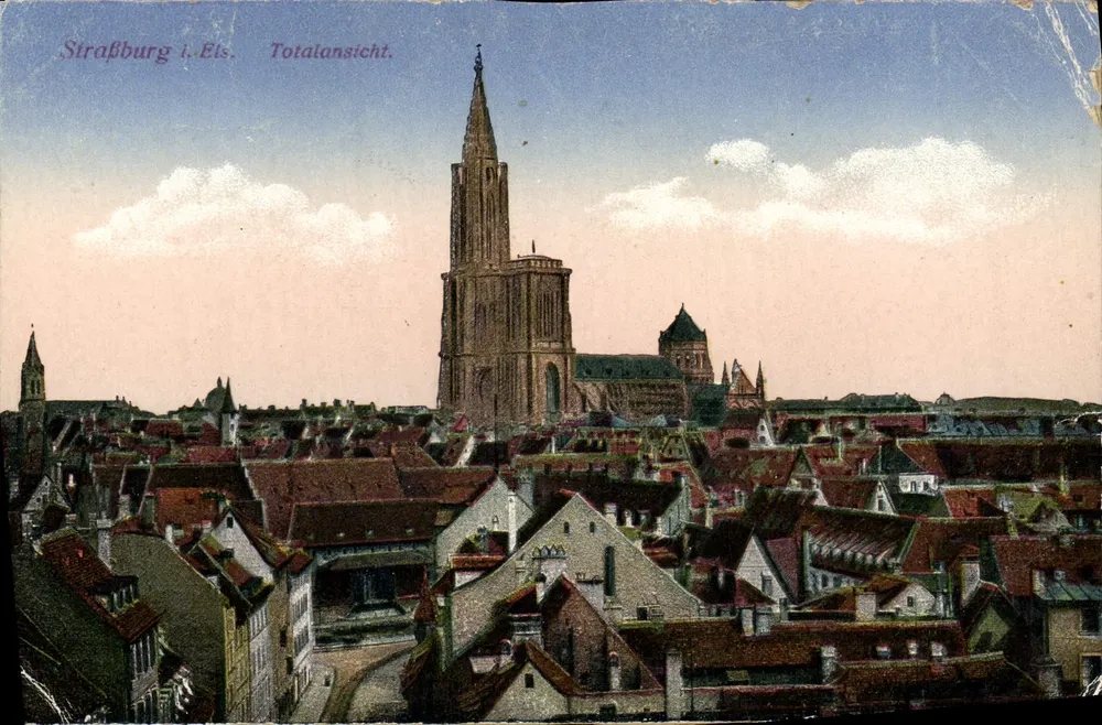 Strasbourg i. Eis — Vue panoramique avec la cathédrale — éditeur Straßburg i. Eis, Totalansicht - Frente