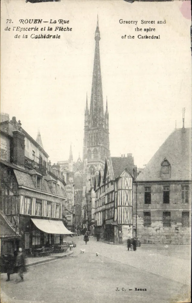 Rouen — Die Straße des Lebensmittelhändlers und der Turm der Kathedrale — J. C. — Rouen - Vorderseite