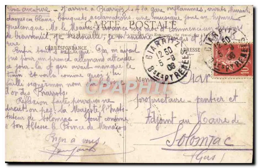 Biarritz Pittoresque — Die Flotte in Biarritz — Am Rocher de la Vierge — Édition A. Simons - Rückseite