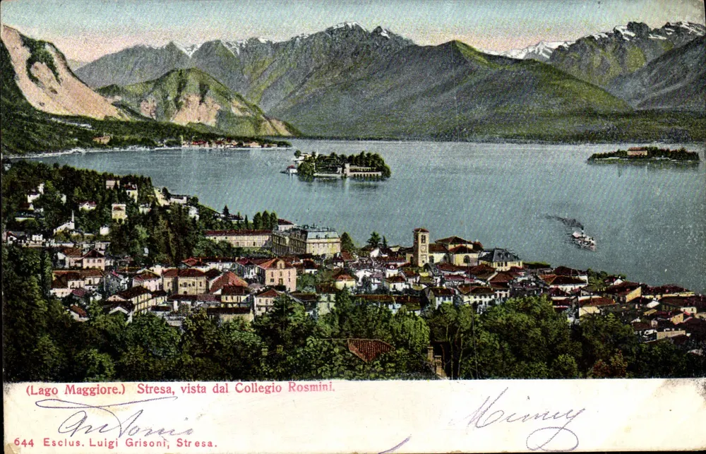 Stresa, Ansicht vom Rosmini-College — Lago Maggiore — Verlag Luigi Grisoni, Nr. 644 - Vorderseite
