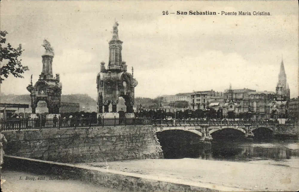 San Sebastián — Pont Maria Cristina — éditeur L. Bosq, édit., Bordeaux - Vorderseite